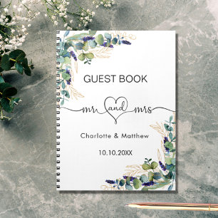 Gästebuch Hochzeit Eukalyptus grün mr mrs Notizbuch