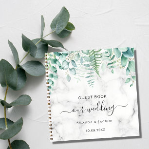 Gästebuch Hochzeit Eukalyptus Grüne Marmor Notizbuch