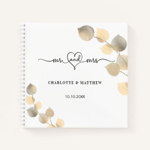 Gästebuch Hochzeit golden eucalyptus elegant Notizbuch