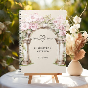 Gästebuch Hochzeit mehr Herz rosa Floralbogen Boge Notizblock
