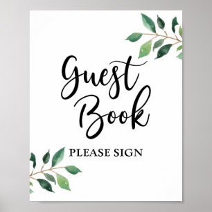 Gästebuch Hochzeit oder Party Schild mit Grünpflan