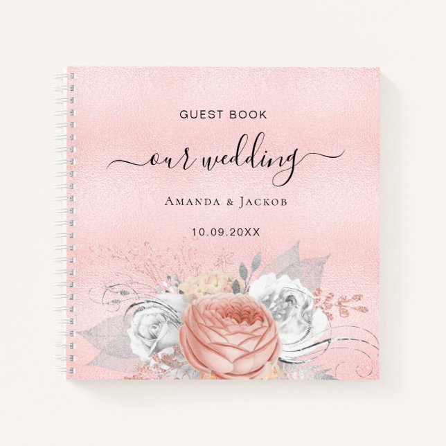 Gästebuch Hochzeit rosa Rosa Gold Notizbuch (Vorderseite)