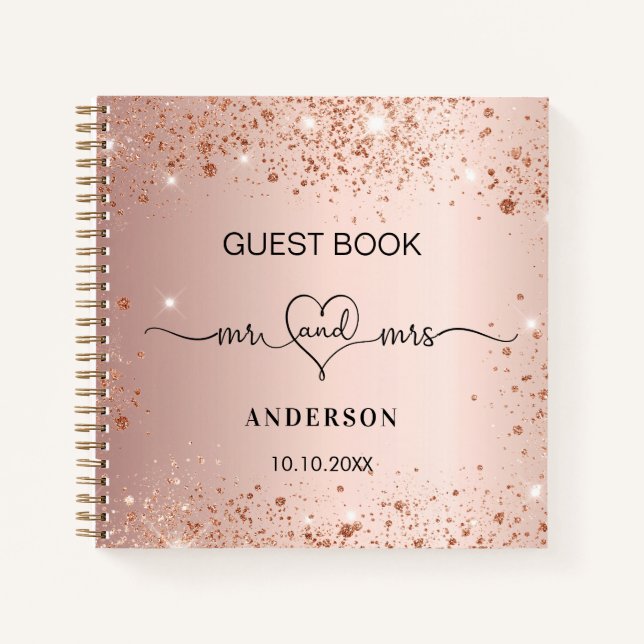 Gästebuch Hochzeit Rose Gold mr mrs Notizbuch (Vorderseite)