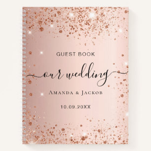 Gästebuch Hochzeit Rose Gold Schwarze Glitzer Name Notizbuch