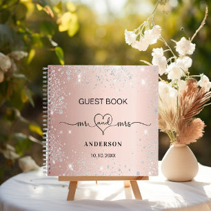 Gästebuch Hochzeit Rose Gold Silber Glitzer Herz Notizbuch