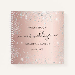 Gästebuch Hochzeit Rose Gold Silber Glitzer rot Notizbuch