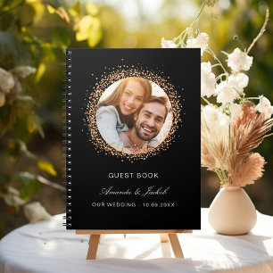 Gästebuch Hochzeit schwarze Rose Gold Foto Budget Notizblock