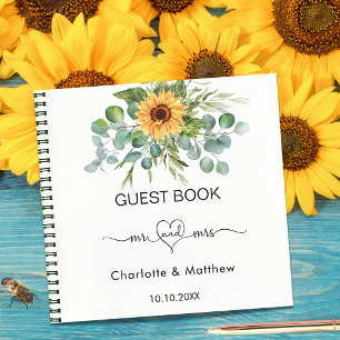 Gästebuch Hochzeit Sonnenblumen Eukalyptus mr mrs Notizbuch