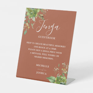 Gästebuch Hochzeit Terrakotta Jenga Floral Sockelschild