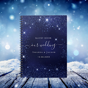 Gästebuch Hochzeitsnacht Blau Glitzer Glitzern Notizblock