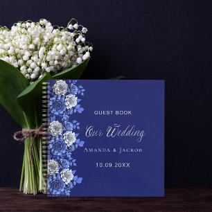 Gästebuch Hochzeitsnacht blauen Blumen Notizbuch