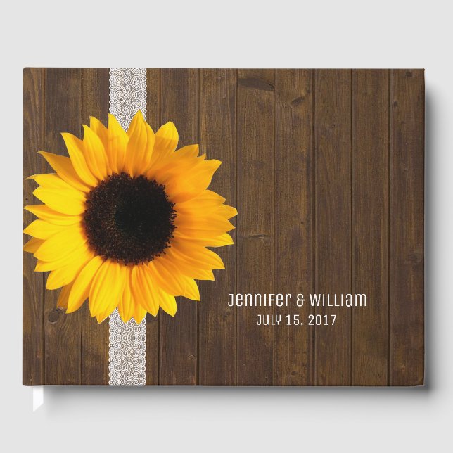 Gästebuch Holz und Sonnenblumen (Vorderseite)