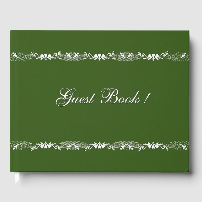 Gästebuch Hunter Green und White Design (Vorderseite)