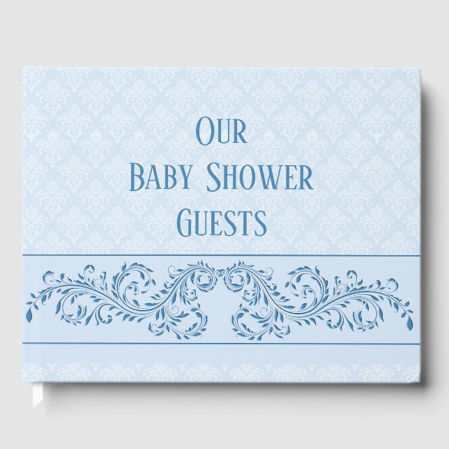 Gästebuch - Icy Blue Damask (Vorderseite)