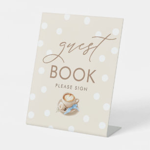 Gästebuch Kaffee Junge Baby Shower Tischschild Sockelschild