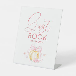 Gästebuch-Kürbis-Herbst-Baby-Party-Tischschild Sockelschild