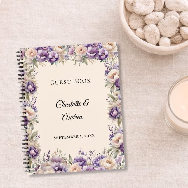 Gästebuch Lavendel Champagner Blumen Hochzeit Notizbuch (Von Creator hochgeladen)