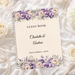 Gästebuch lavendel champagner floral hochzeit notizbuch