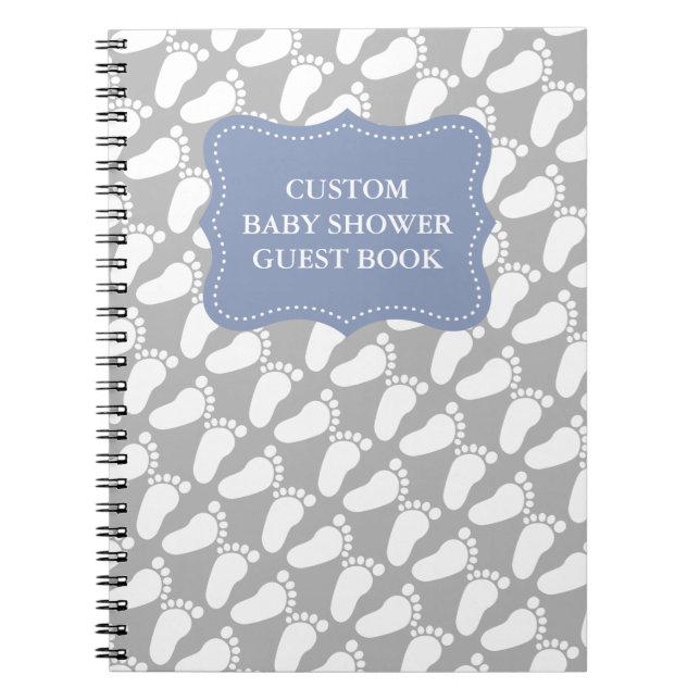 Gästebuch mit Babydusche und Babyspuren Notizblock (Vorderseite)