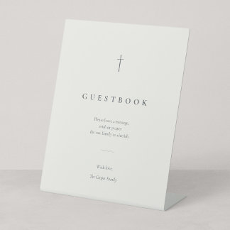 Gästebuch mit minimalistischer christlicher Kreuz- Sockelschild