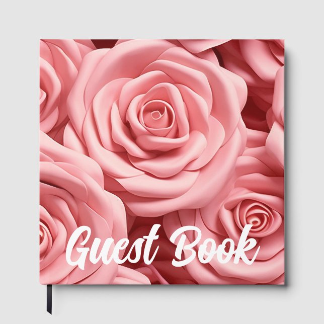 Gästebuch mit rosa Rosen (Vorderseite)