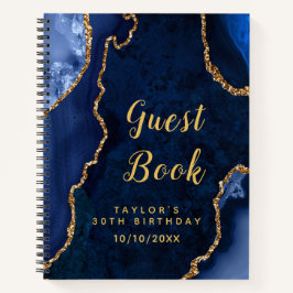 Gästebuch Navy und Gold Agate Birthday Notizbuch