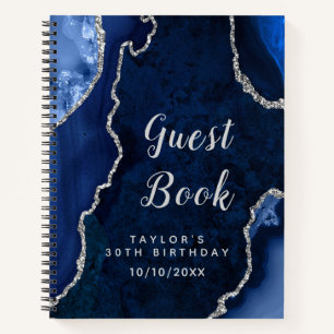Gästebuch Navy und Silver Agate Notizbuch
