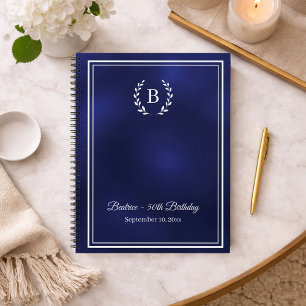 Gästebuch navyblau Monogramm Kranz Geburtstag Notizbuch