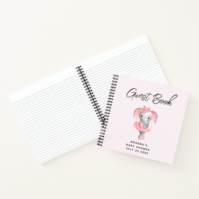 Gästebuch Niedlich Pink & Gray Elephant Ballerina Notizbuch (Innenseite)