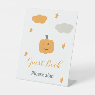 Gästebuch Orange Our Little Pumpkin Birthday Sockelschild