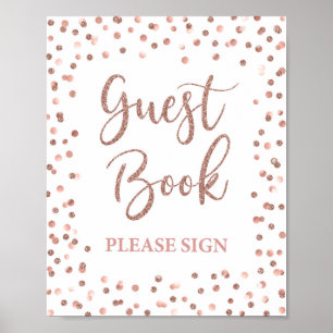 Gästebuch Party Rose Gold Glitzer Confetti