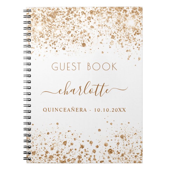 Gästebuch Quinceanera Glitzer Name Notizblock (Vorderseite)