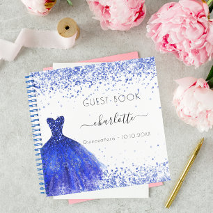 Gästebuch Quinceanera königsblauer Kleid weiß Notizbuch