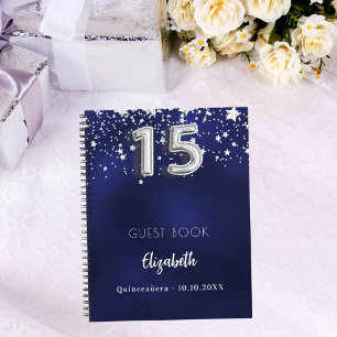 Gästebuch Quinceanera Marine blaue Sterne Notizblock