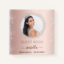 Gästebuch Quinceanera Rose Gold Silber Foto Notizbuch