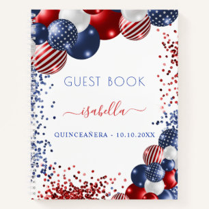Gästebuch Quinceanera rot weiß blau patriotisch Notizbuch