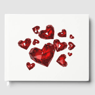 Gästebuch Red Jeweled Hearts