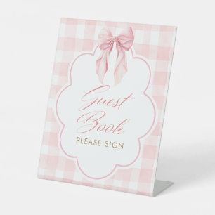 Gästebuch Rosa Schleife Baby Shower Tischschild Sockelschild