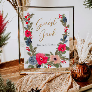 Gästebuch Rustic Winter Floral Watercolor Hochzeit