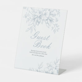 Gästebuch Sign Floral Blue Toile Hochzeit Sockelschild