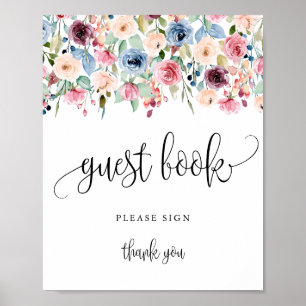 Gästebuch Signieren Wasserfarbe Blume Bloom Poster