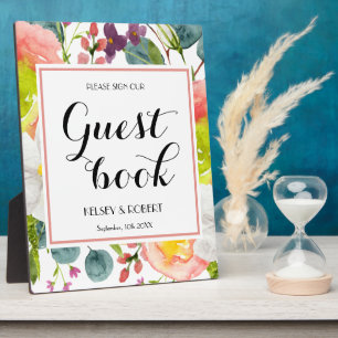 Gästebuch Spring Floral sign Tabletop Fotoplatte