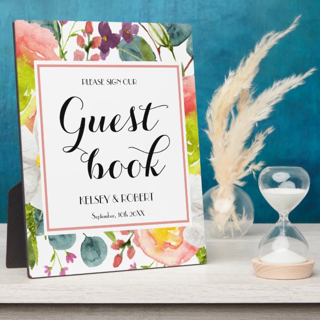 Gästebuch Spring Floral sign Tabletop Fotoplatte (Seite)