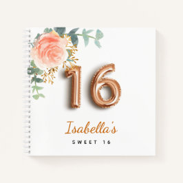 Gästebuch Sweet 16 floral Rose gold eucalyptus Notizbuch