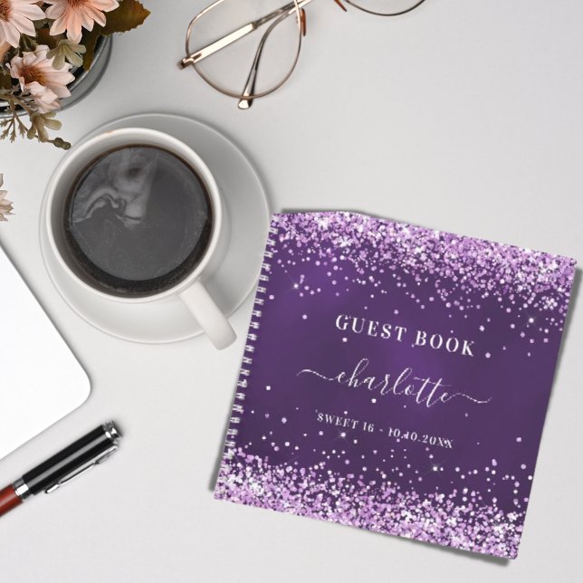 Gästebuch Sweet 16 lila Glitzer Notizbuch (Von Creator hochgeladen)