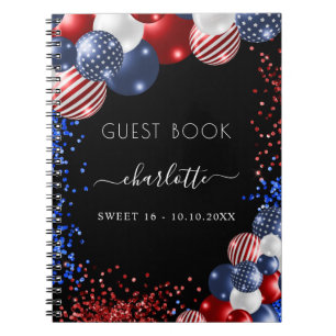 Gästebuch Sweet 16 patriotisch rot blau Notizblock