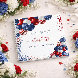 Gästebuch Sweet 16 patriotisch rot blau Notizbuch
