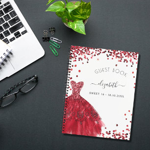 Gästebuch Sweet 16 weißes rotes Kleid Notizbuch
