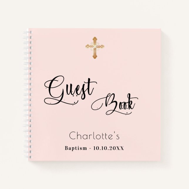 Gästebuch Taufe Rose Goldschrift Notizbuch (Vorderseite)