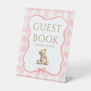 Gästebuch-Teddy-Bär-Baby-Party-Tischschild Sockelschild
